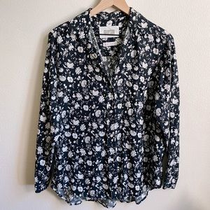 GRAYSON Button-Up in Black Floral NWOT
